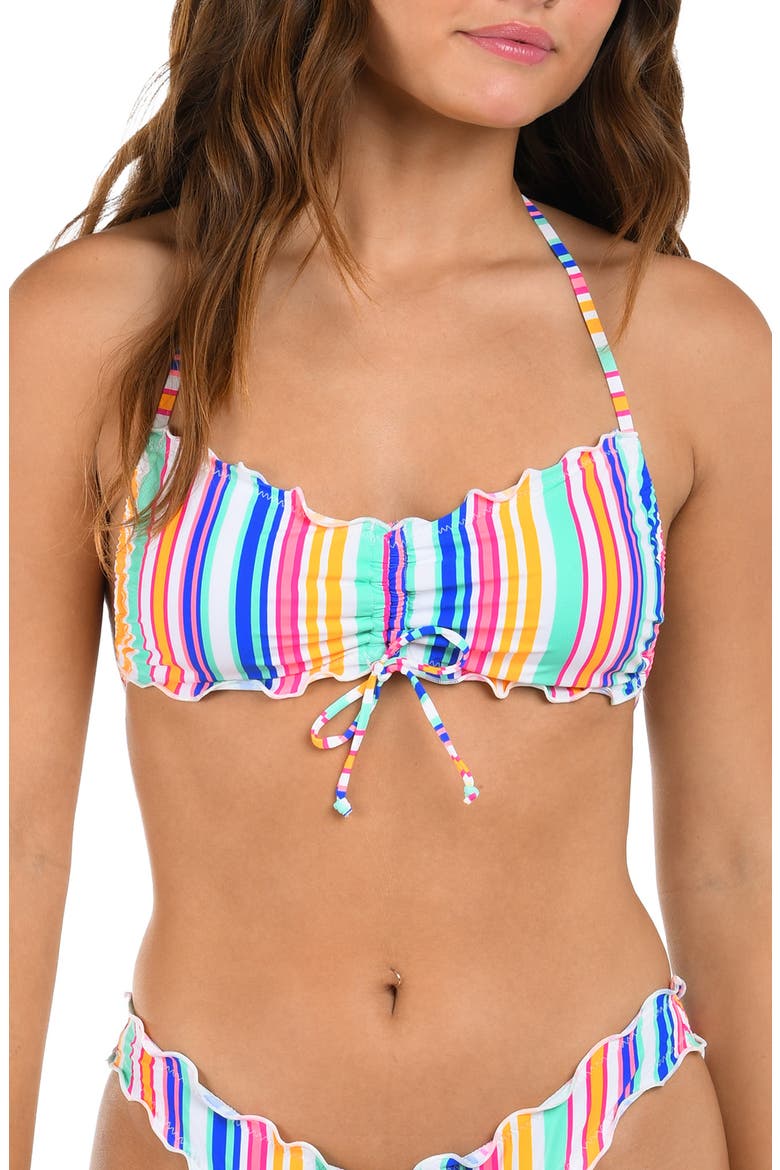 Shore Merrow Bandeau Bikini Top, Main, color, WHITE MULTI
