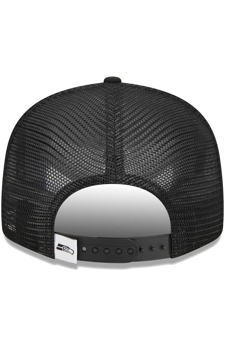 New Era Men's New Era Black Seattle Seahawks  Main Trucker 9FIFTY Snapback Hat, Alternate, color, 