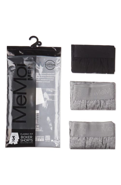 Memoi Assorted 3-pack Cool Stretch Cotton Boxer Shorts In Multi