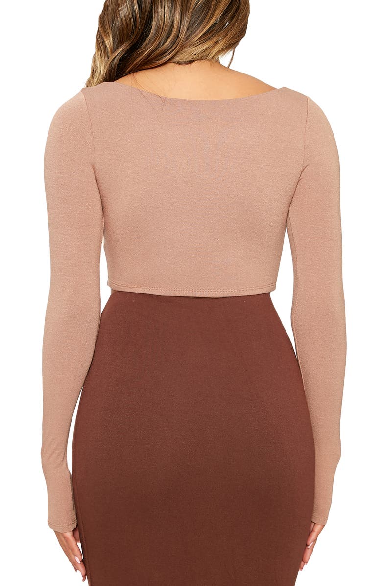Naked Wardrobe Scoop Neck Crop Top, Alternate, color, Coco