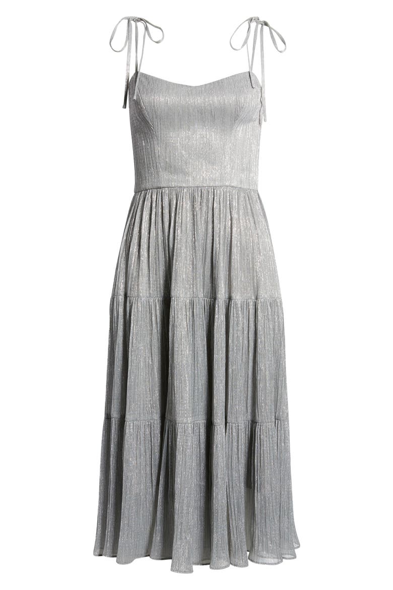 Dream Metallic Tiered Midi Dress, Alternate, color, DOVE MULTI