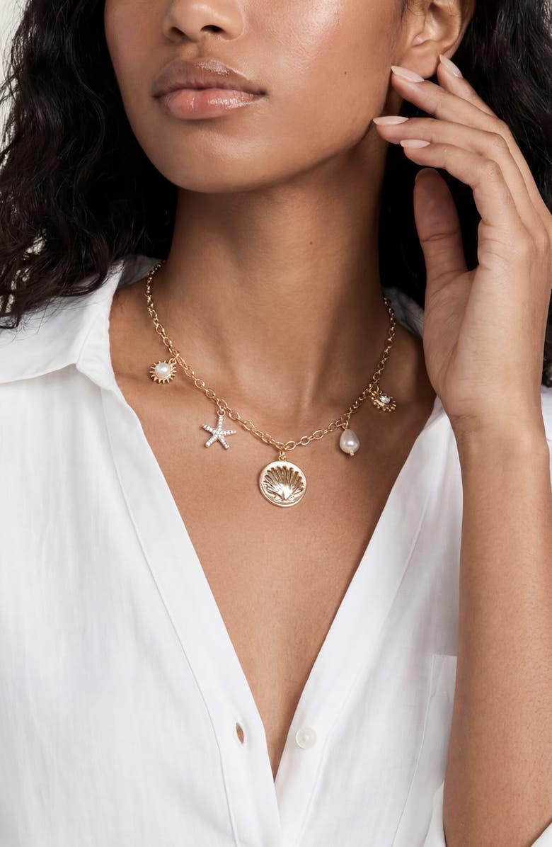 Ettika Coastal Charm Necklace, Alternate, color, Gold