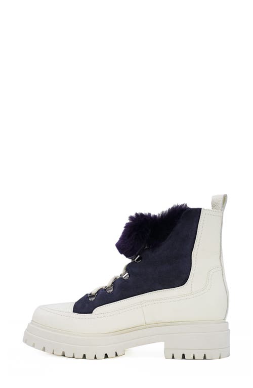 Beautiisoles Francy Genuine Shearling Lined Platform Boot In Navy