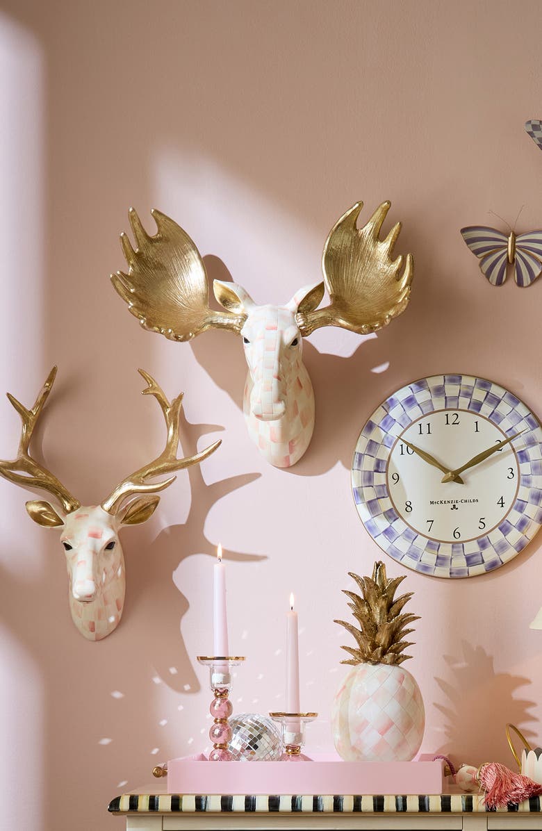 MACKENZIE CHILDS Rosy Check Moose Wall Decor, Alternate, color, Rosy