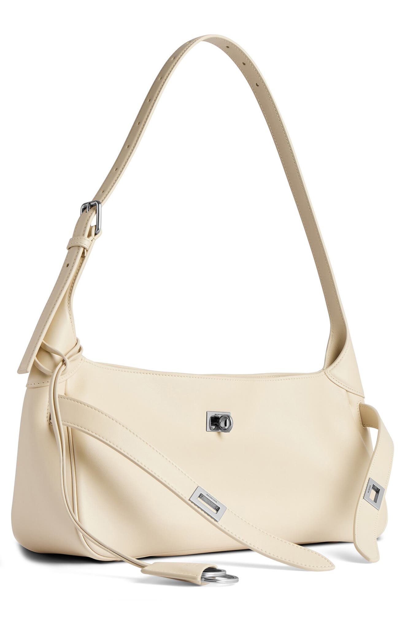 Balenciaga Small Bel Air Belted Leather Shoulder Bag, Alternate, color, 9723 Soya