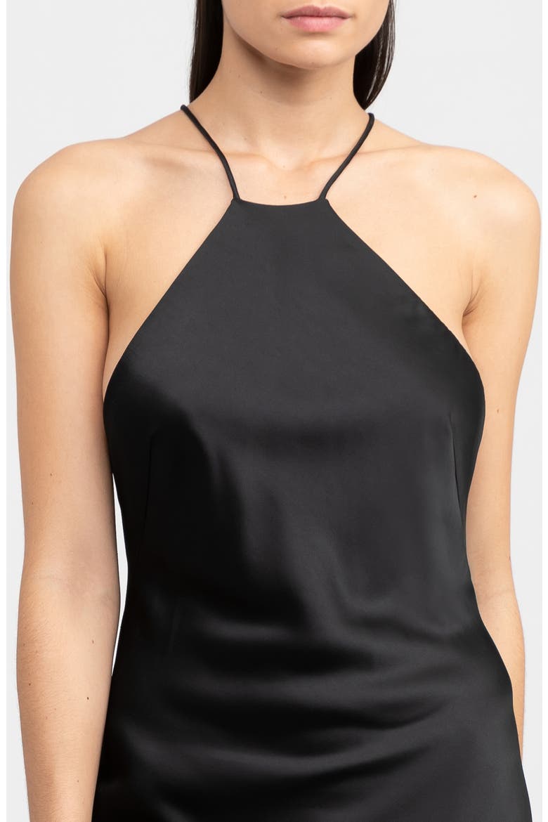 Vienna Satin Dress, Alternate, color, BLACK