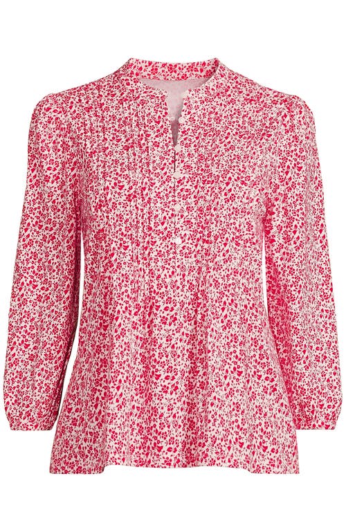 Lands' End Lightweight Jersey Button Pintuck Top In Pink