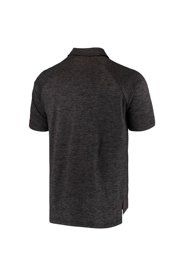 Men's Colosseum Heathered Black NC State Wolfpack Logo Down Swing Raglan Polo, Alternate, color, Heather Black