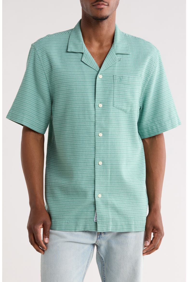 Dobby Grid Camp Shirt, Main, color, BERYL GREEN