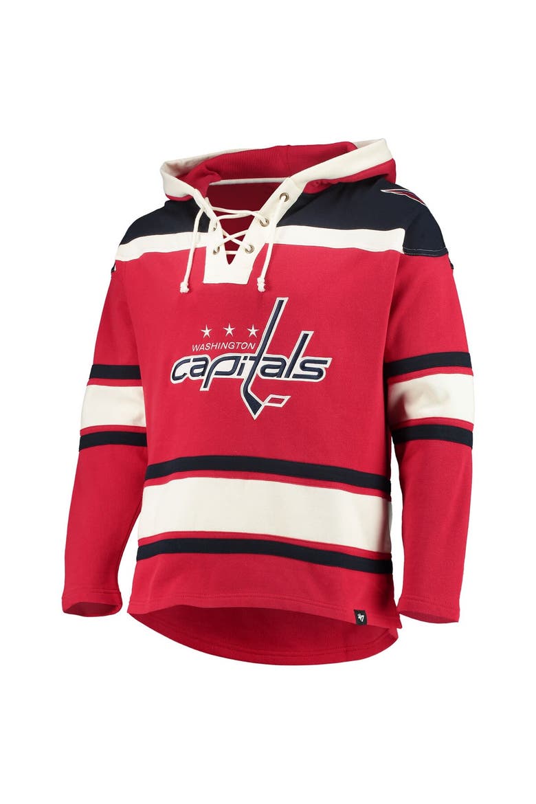 Men's '47 Red Washington Capitals Superior Lacer Pullover Hoodie, Alternate, color, Red