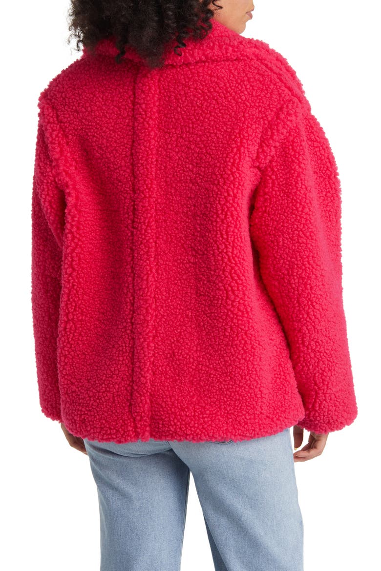 Gertrude Teddy Faux Shearling Coat, Alternate, color, CERISE