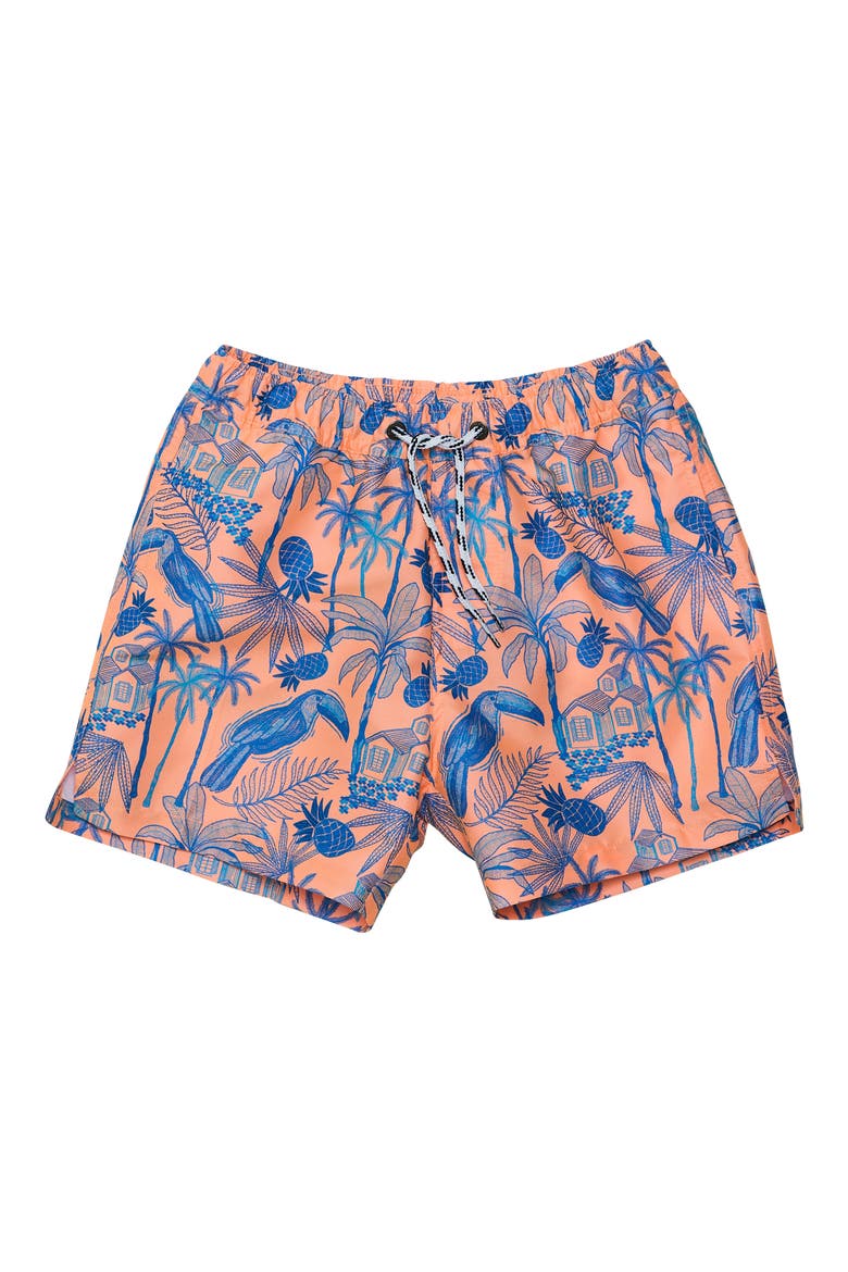 Kids' Tropicana Vacay Swim Trunks, Main, color, ORANGE / BLUE
