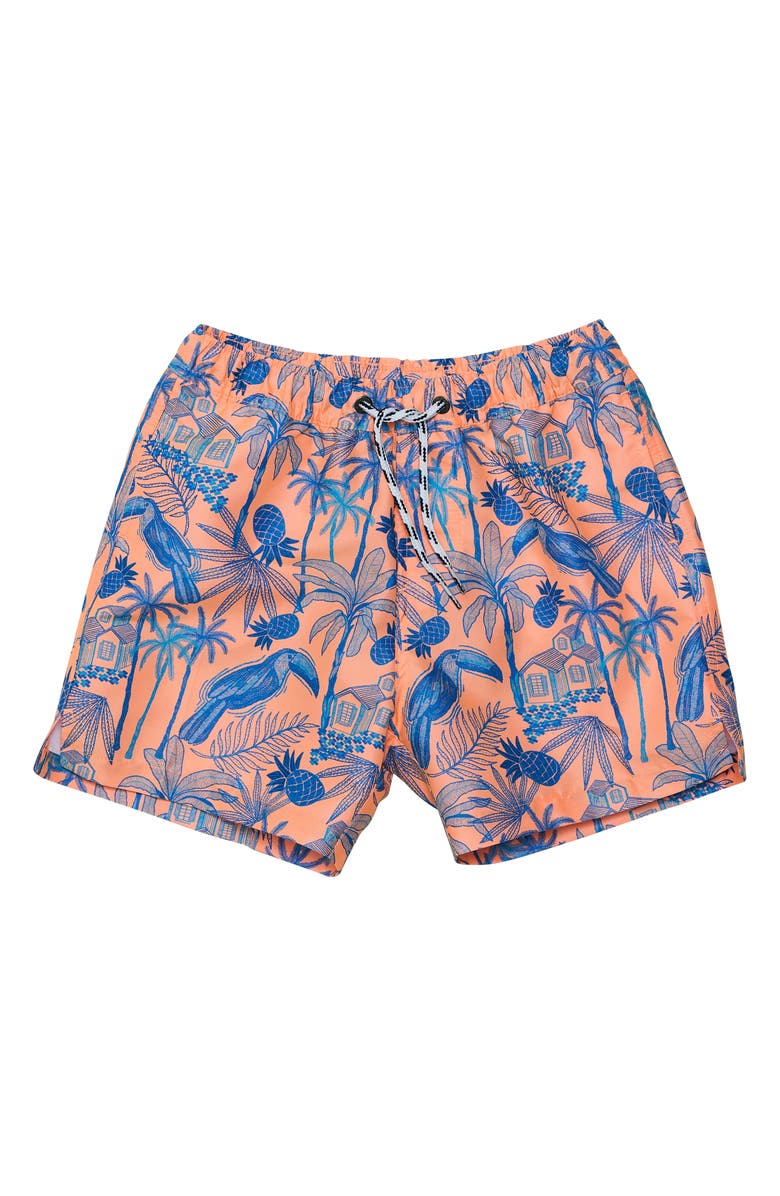 Snapper Rock Kids' Tropicana Vacay Swim Trunks, Main, color, Orange / Blue