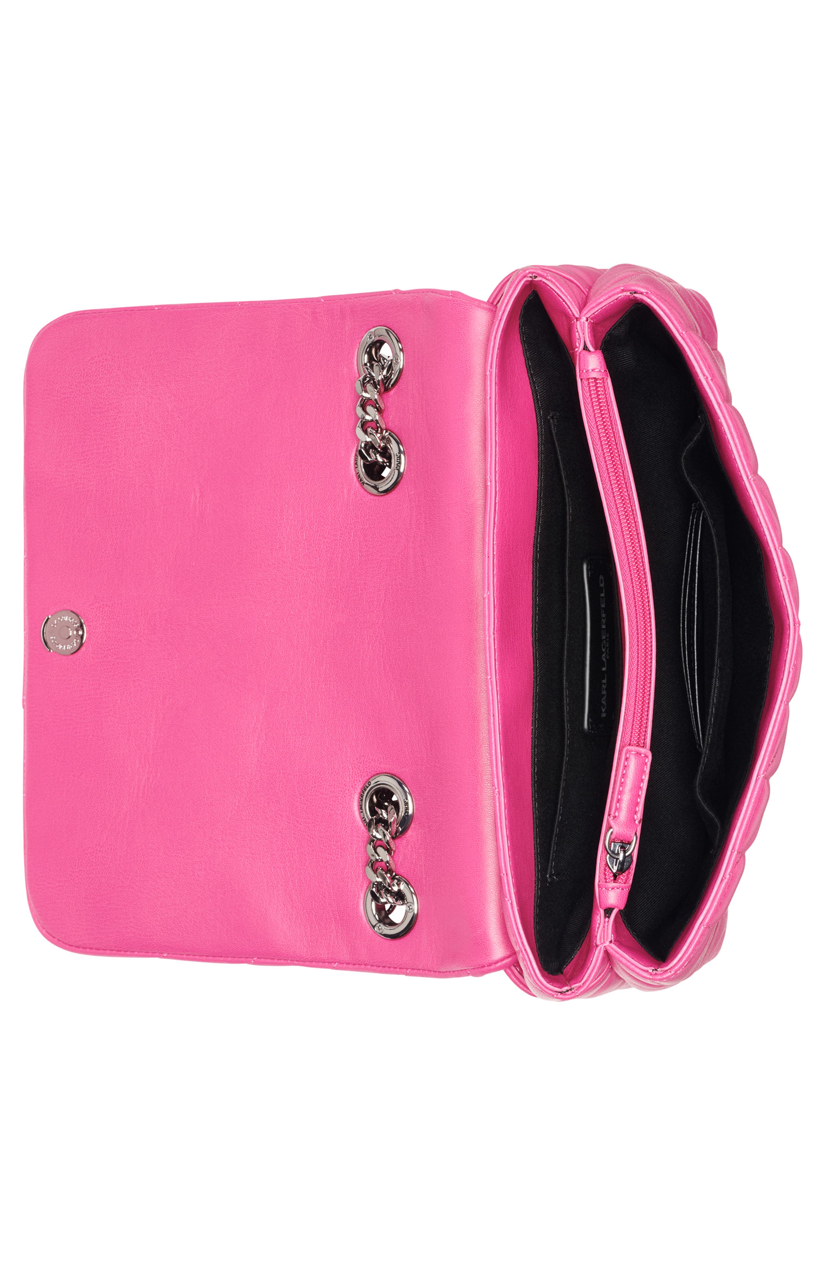 KARL LAGERFELD PARIS Lafayette Quilted Leather Crossbody Bag, Alternate, color, Fuchsia