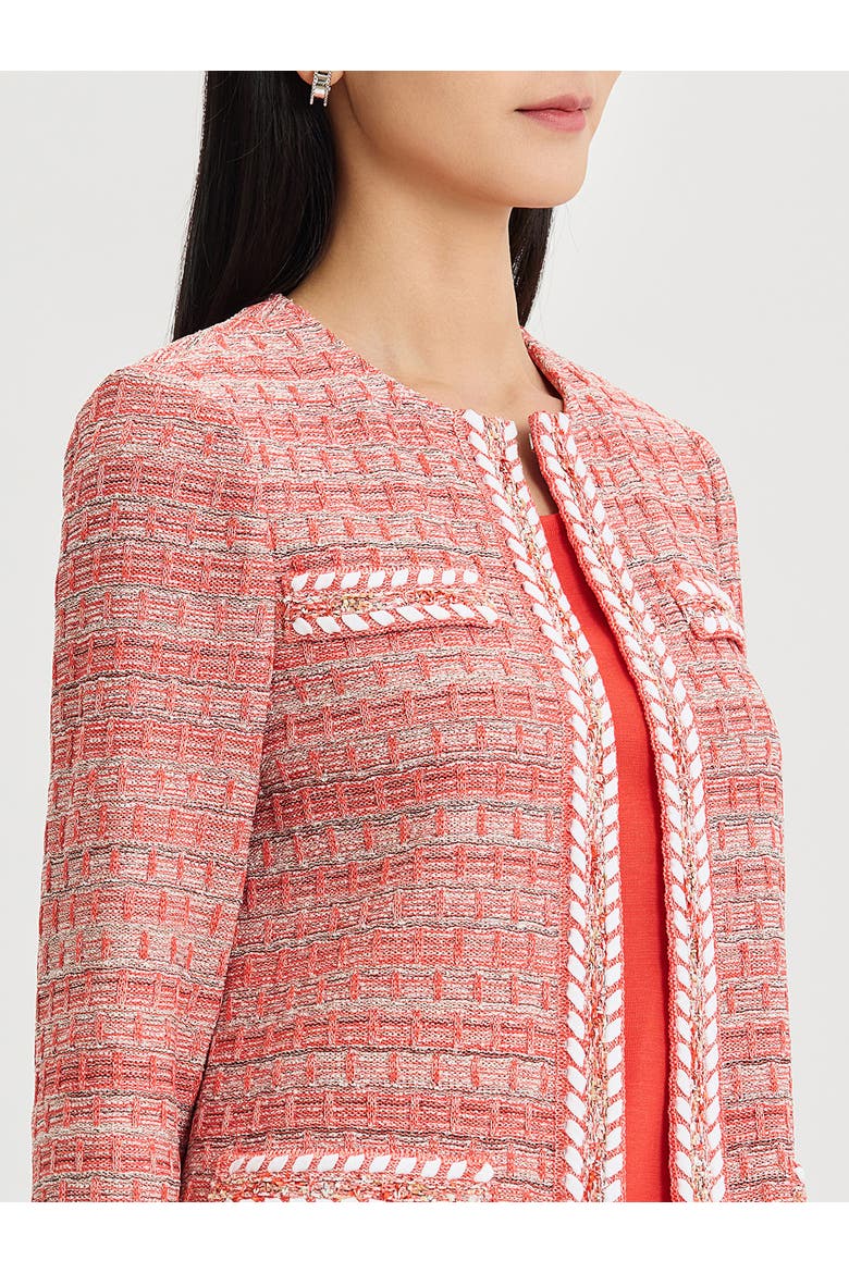 Heritage Whipstitch Trim Knit Jacket, Alternate, color, Cherry/Biscotti/Black/Ivory