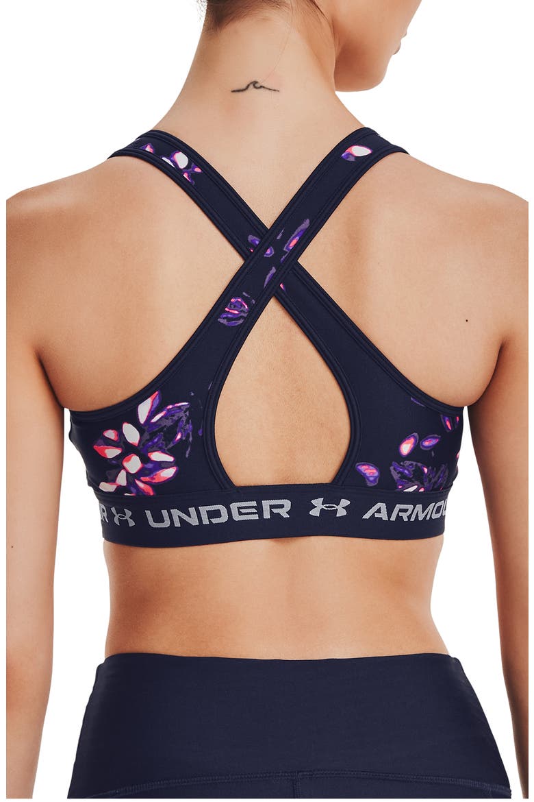 Print Cross Back Sports Bra, Alternate, color, MIDNIGHT NAVY