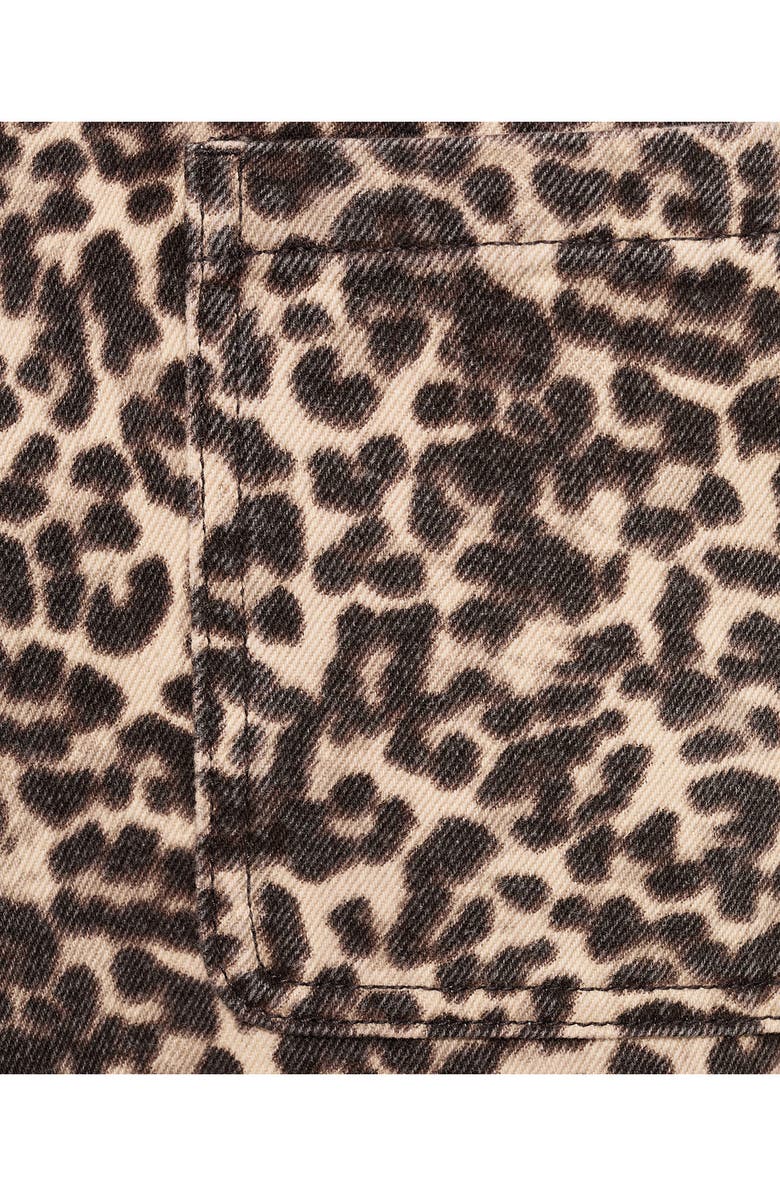 MANGO TEEN Leopard Print Patch Pocket Wide Leg Jeans, Alternate, color, Ecru