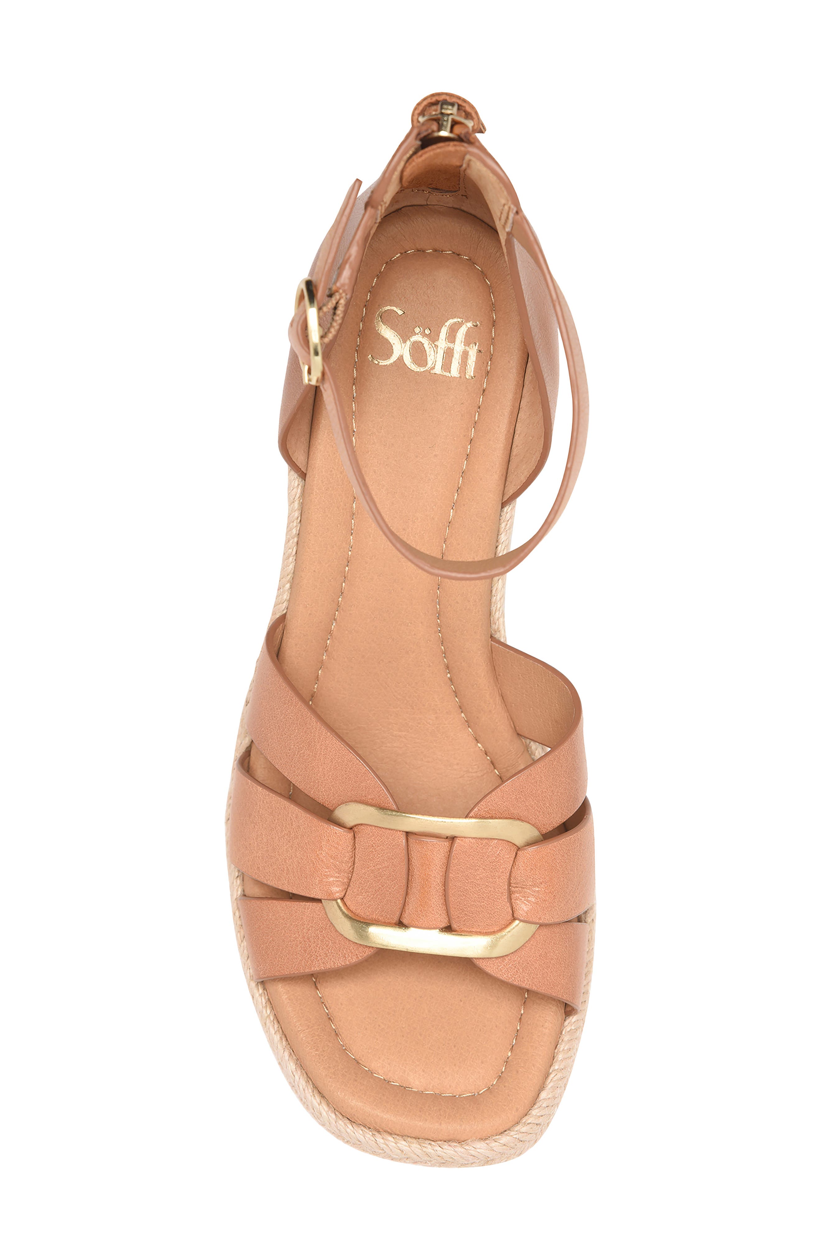 Söfft Ivy Espadrille Ankle Strap Platform Wedge Sandal, Alternate, color, Luggage