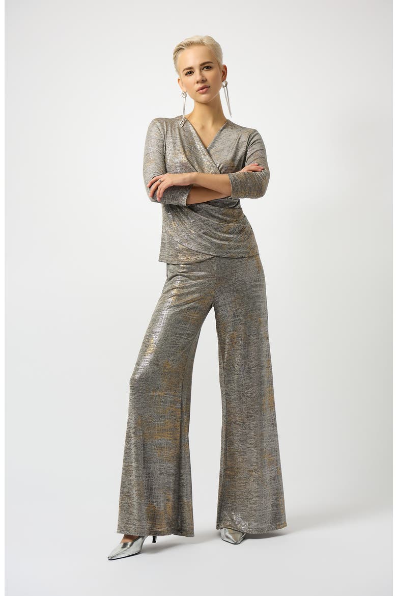 Foiled Wide Leg Pants, Alternate, color, BEIGE/ MULTI