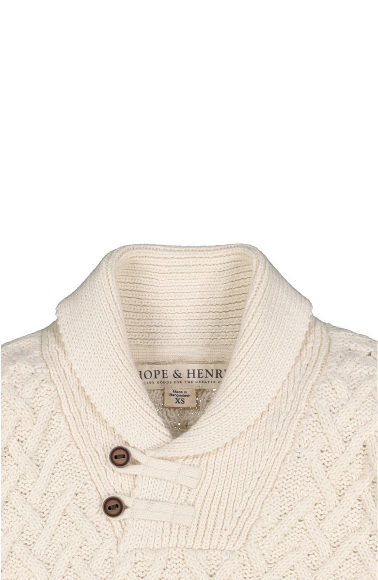 Hope & Henry Baby Boys' Organic Shawl Collar Cable Sweater, Infant, Alternate, color, Ivory Herringbone Cable