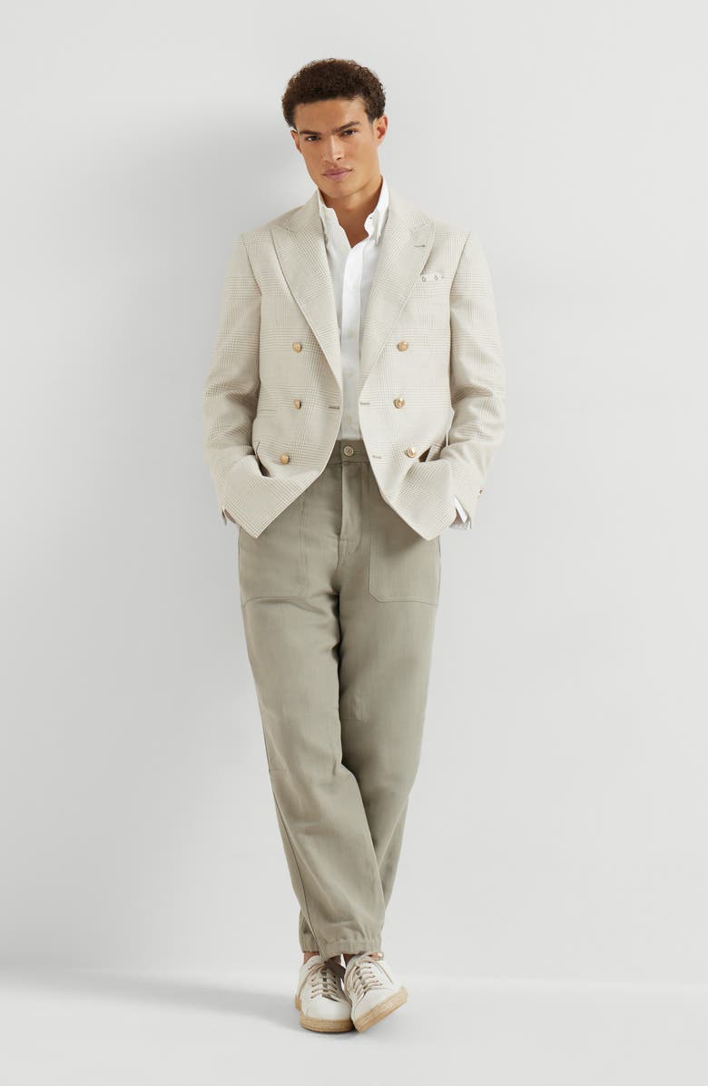 Brunello Cucinelli Prince of Wales deconstructed blazer, Alternate, color, Yuta