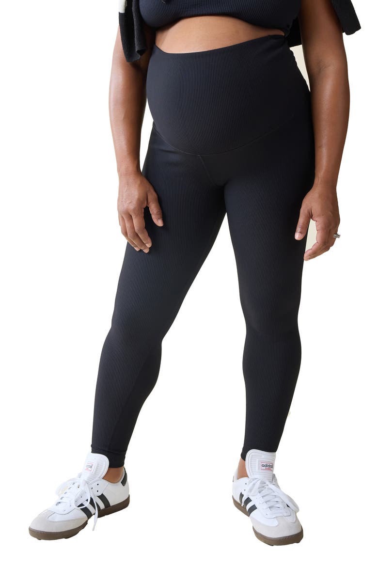 Ribbed Maternity Leggings, Main, color, BLACK