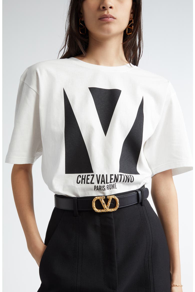 ValentinoレディースTシャツ Valentino Garavani Chez Valentino Oversize Logo Graphic T-Shirt