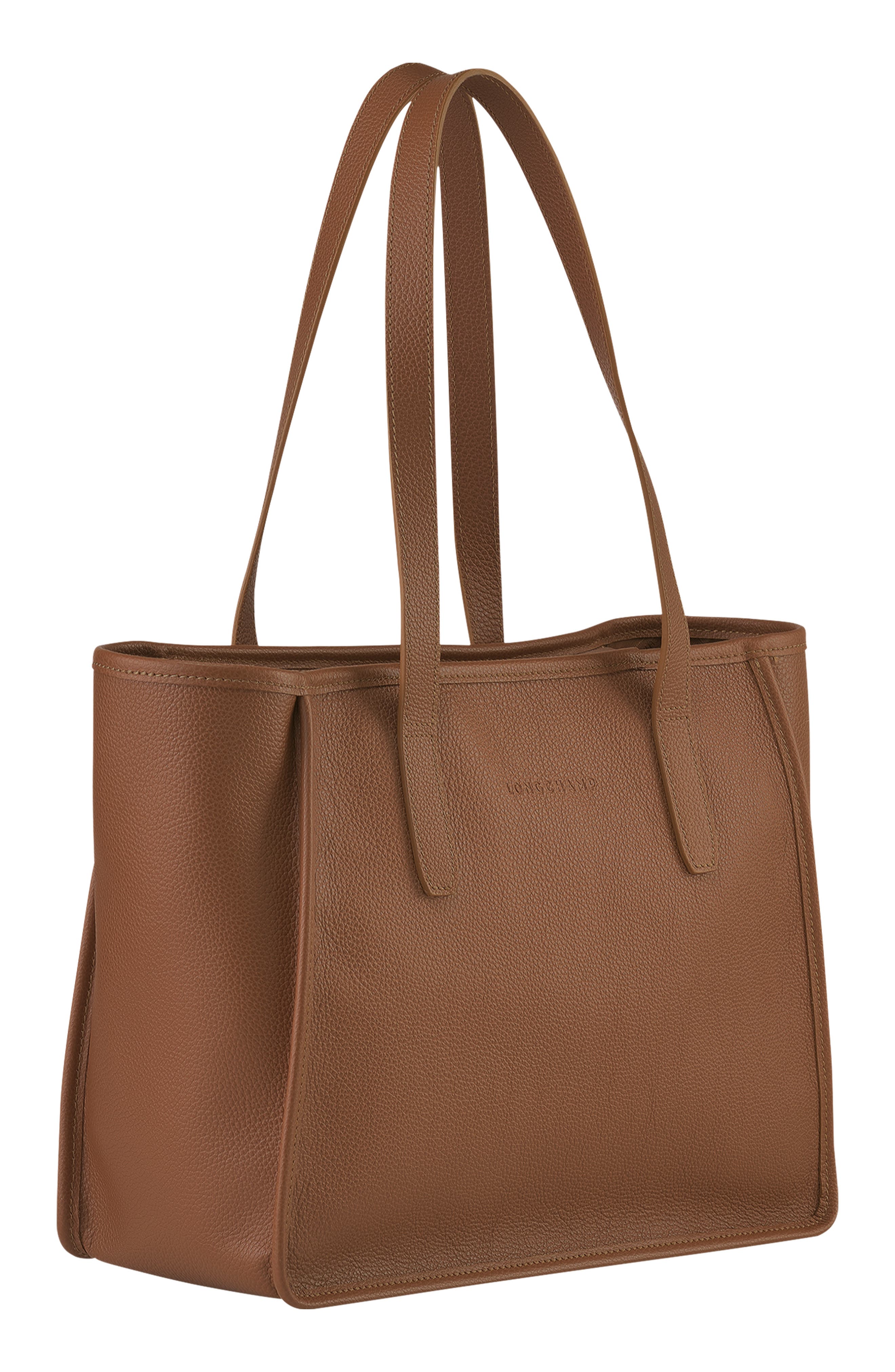 Longchamp Le Foulonné Leather Shoulder Tote, Alternate, color, Caramel