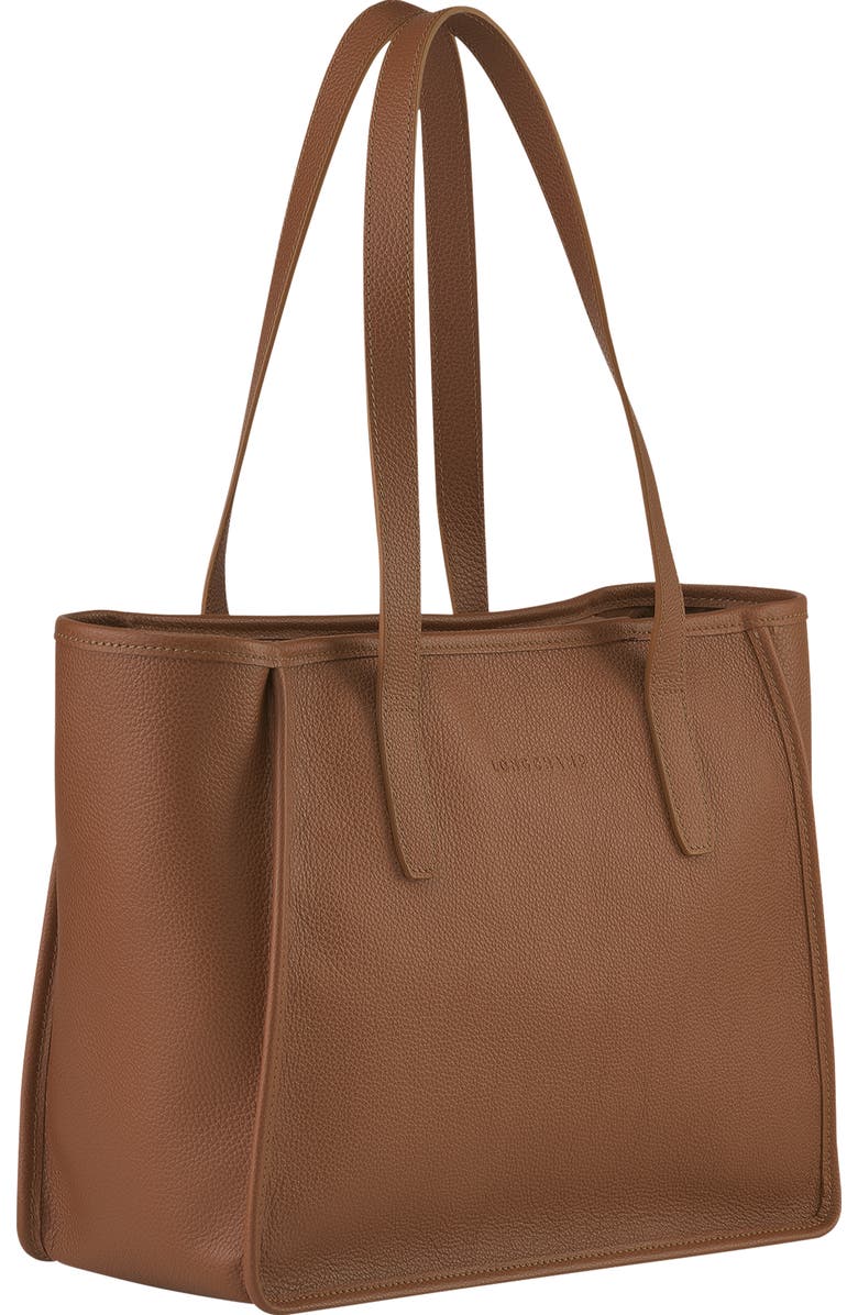 Longchamp Le Foulonné Leather Shoulder Tote, Alternate, color, Caramel