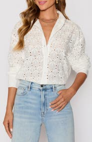 VICI Collection Garden Stroll Floral Eyelet Button-Up Shirt