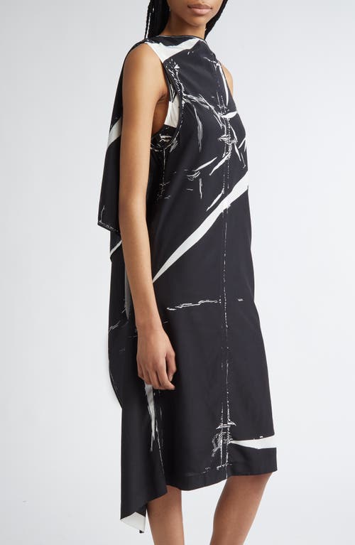 Proenza Schouler Ondine Garment Print Draped Dress In Black