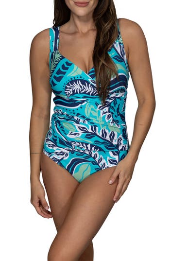Jantzen Surplice One-piece Swimsuit In Multi