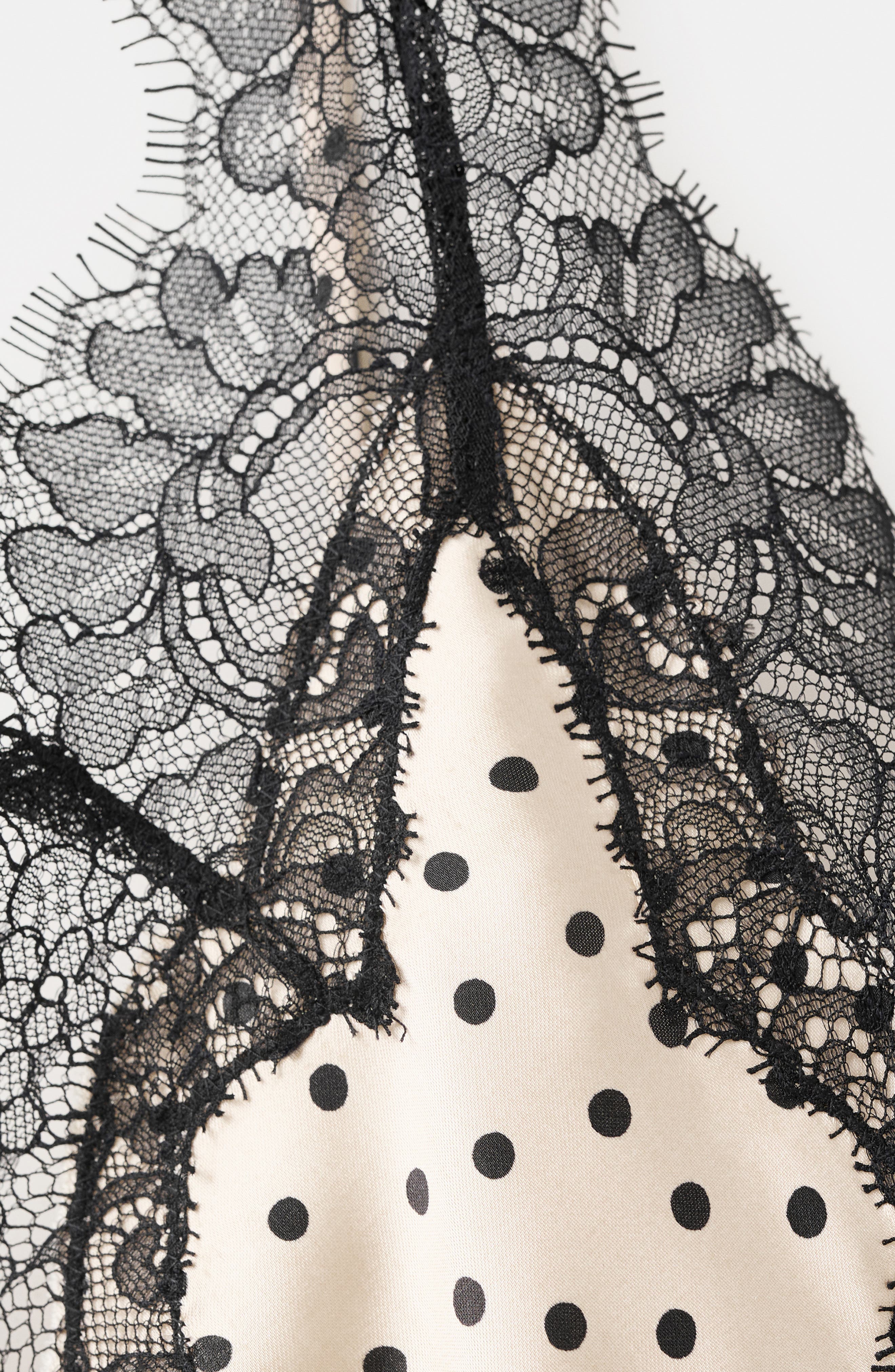 Silver Polka Dot Lace Trim Satin Top - image 2