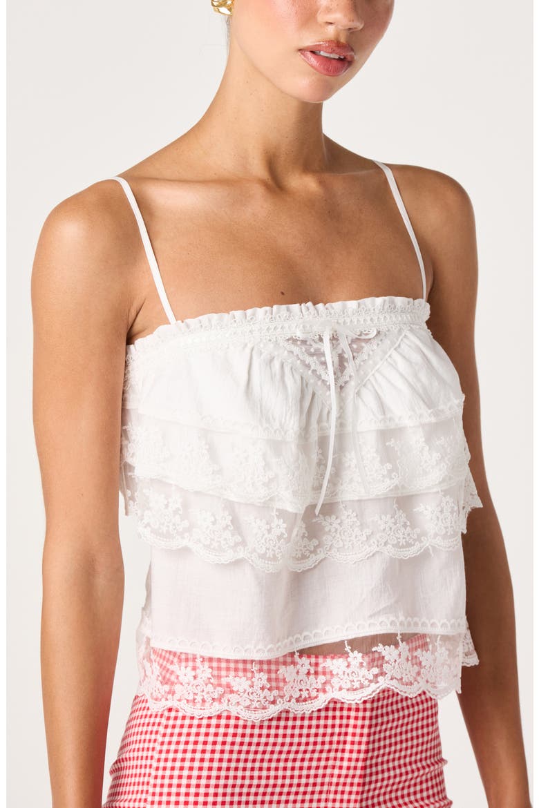 Jazlyn Lace Detail Tiered Top, Alternate, color, IVORY
