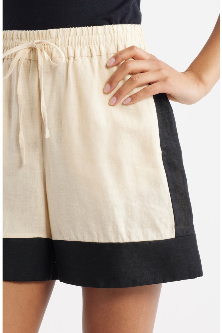 Morti Colorblock Linen Shorts, Alternate, color, ECRU