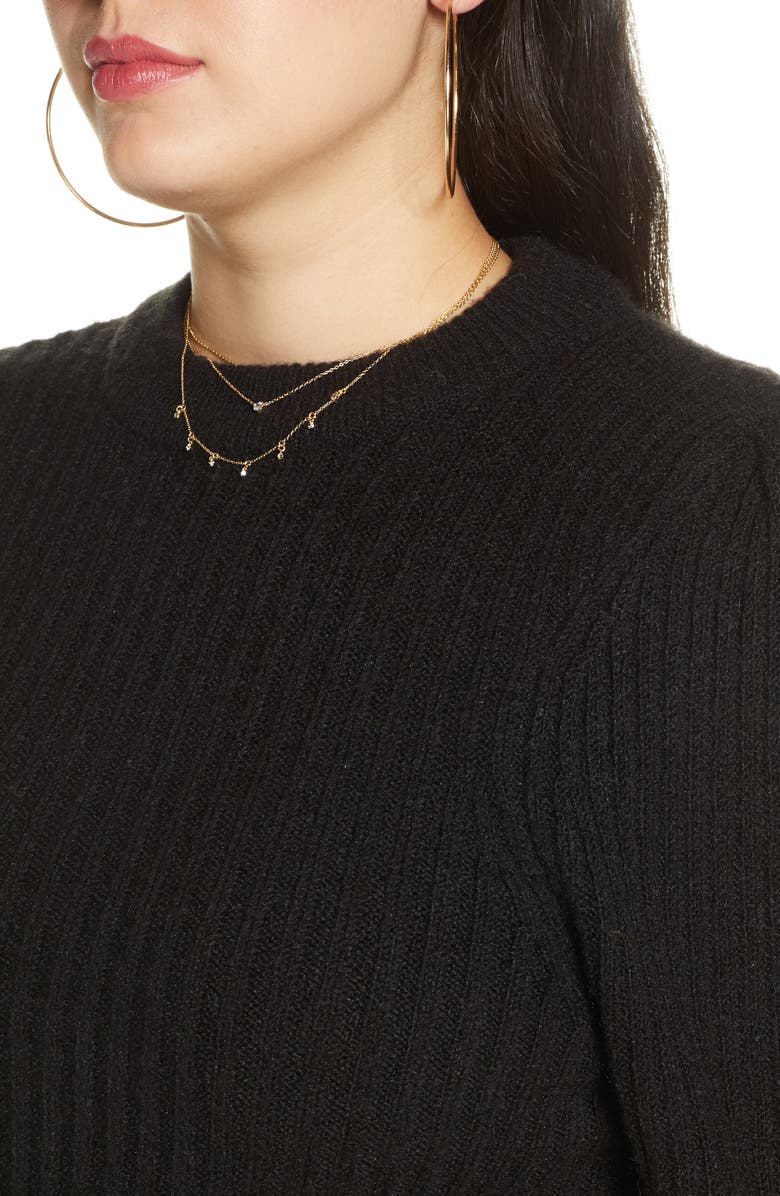 Leith Ribbed Puff Shoulder Sweater, Alternate, color,