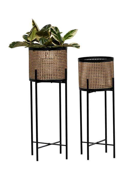 Goldtone Metal Contemporary Planter with Removable Stand - Set of 2