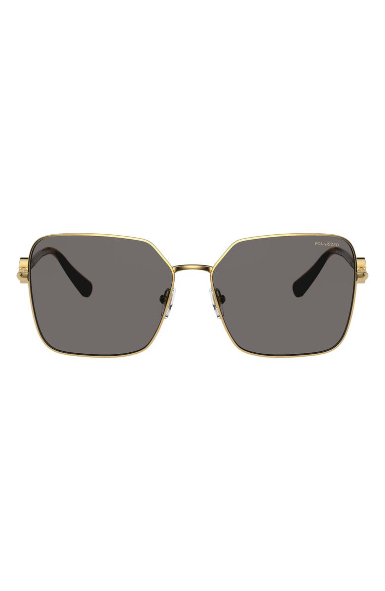 Versace 59mm Polarized Square Sunglasses, Main, color, Gold/ Dark Grey