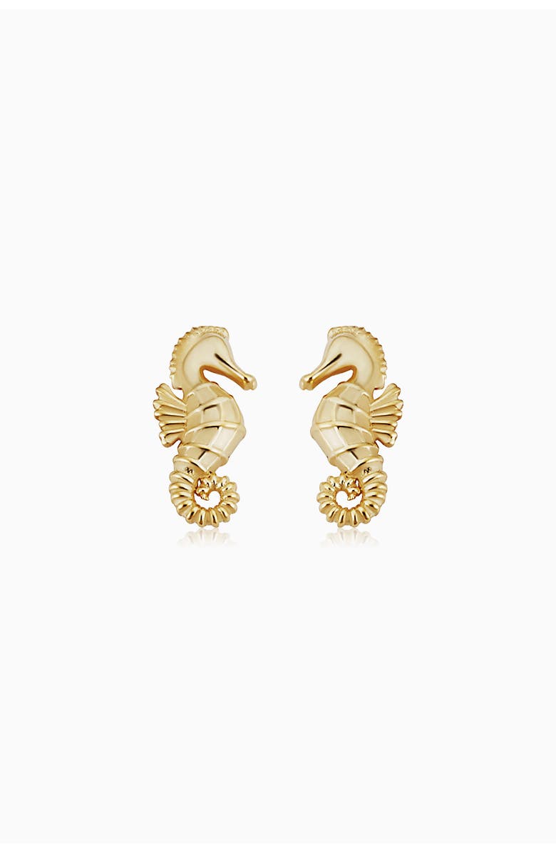 Oradina 14K Yellow Gold Seahorse Studs, Main, color, Yellow Gold