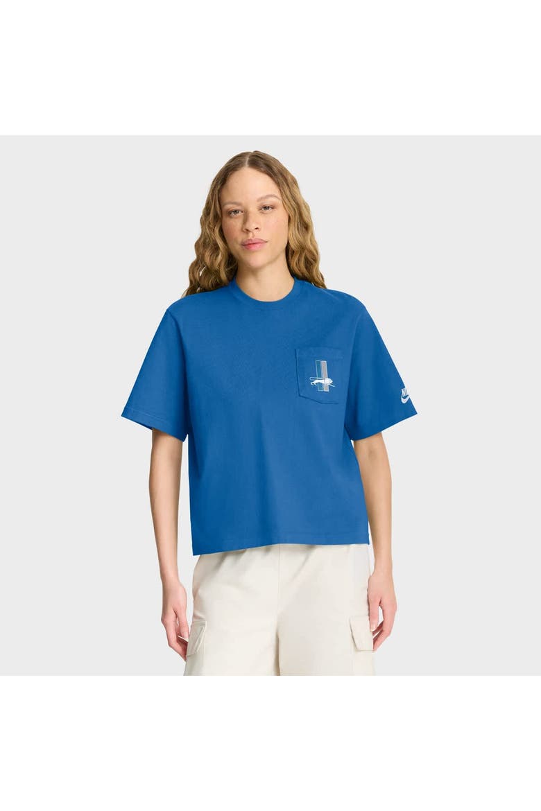 Women's Nike Blue Detroit Lions Rewind Pocket Boxy T-Shirt, Main, color, Blue