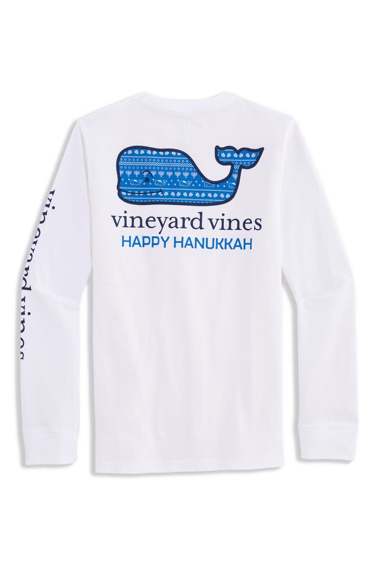 Kids' Hanukkah Whale Graphic Long Sleeve T-Shirt, Alternate, color, WHITE CAP