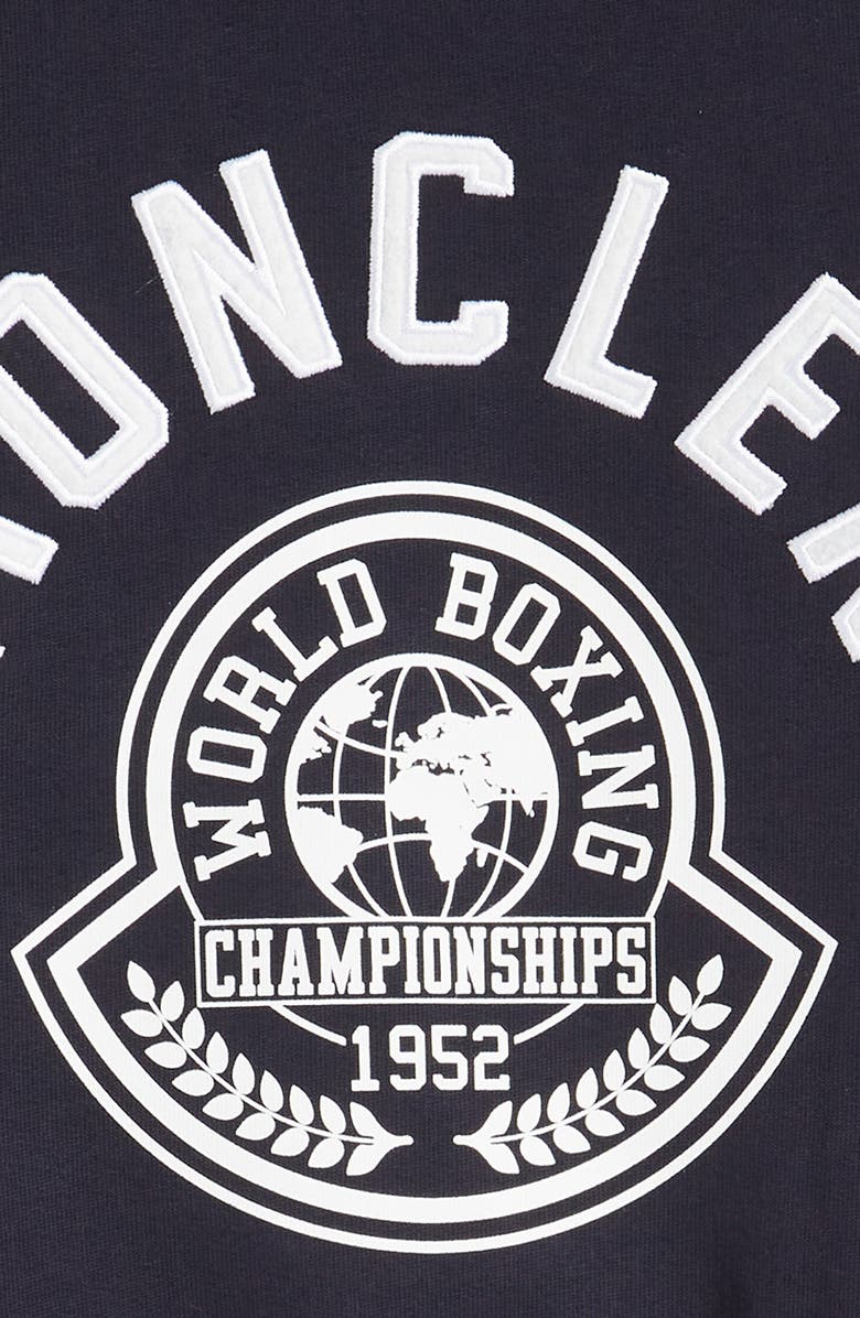 Moncler Kids' World Boxing Logo Cotton Fleece Sweatshirt, Alternate, color,