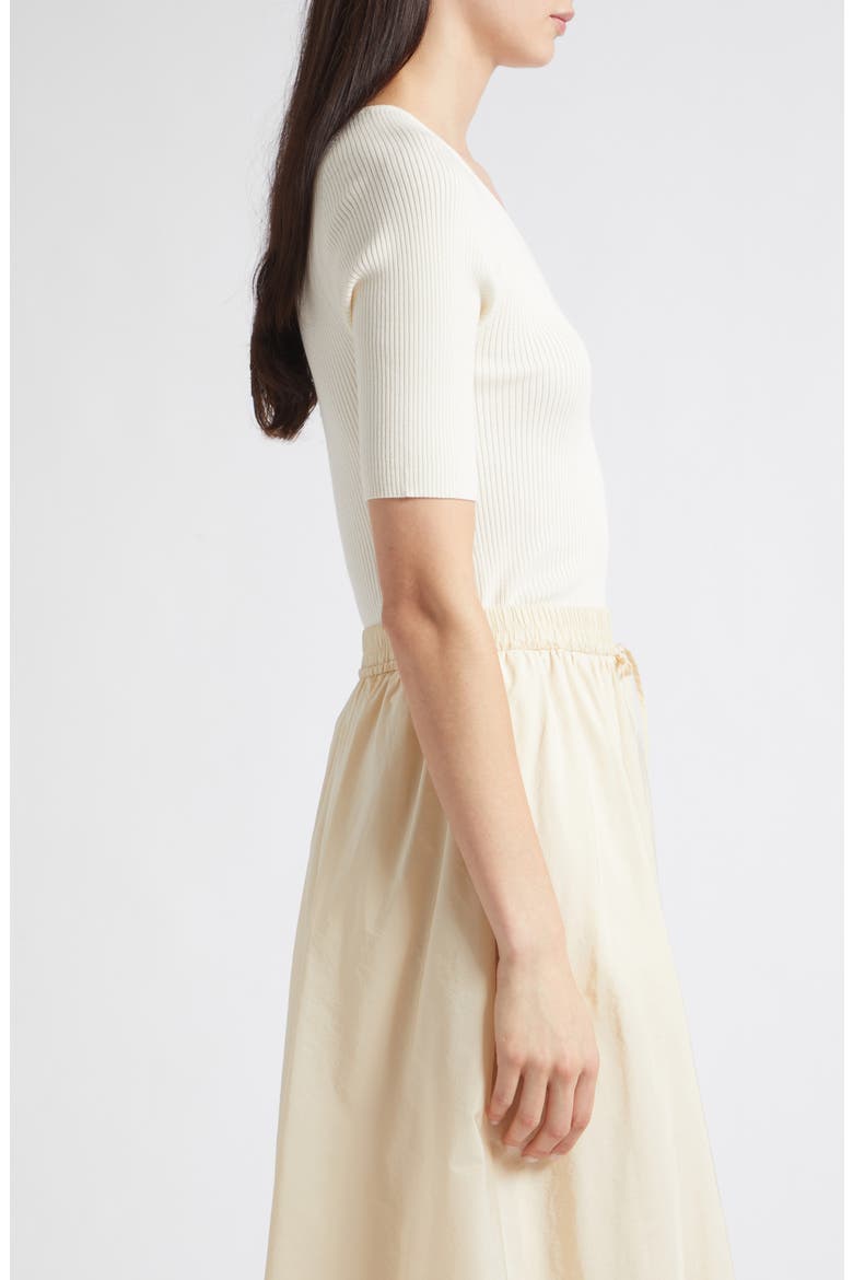 Rib Short Sleeve Sweater, Alternate, color, ECRU
