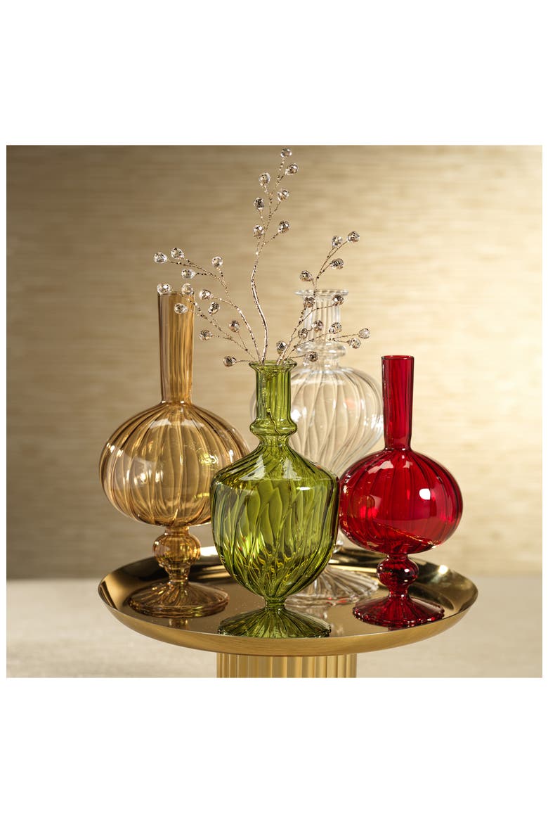 Vellum Spiral Footed Glass Vase, Alternate, color, GREEN