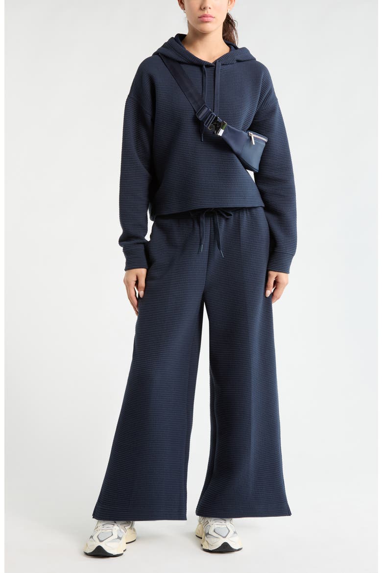 Ottoman Cotton Blend Ribbed Hoodie, Alternate, color, NAVY SAPPHIRE