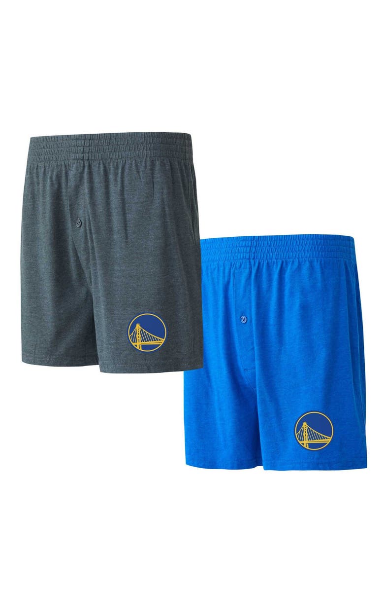 CONCEPTS SPORT Men's Concepts Sport Royal/Charcoal Golden State Warriors Two-Pack Jersey-Knit Boxer Set, Main, color, 