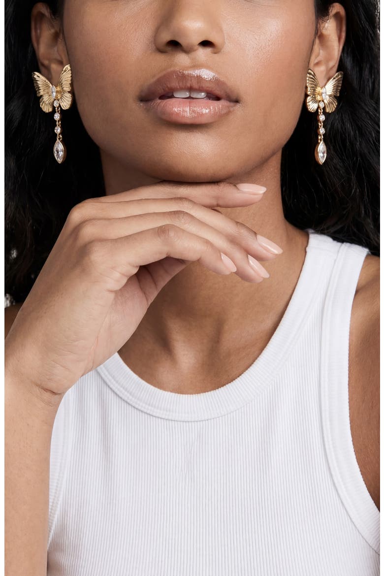 Fluttering Glow Drop Earrings, Alternate, color, GOLD