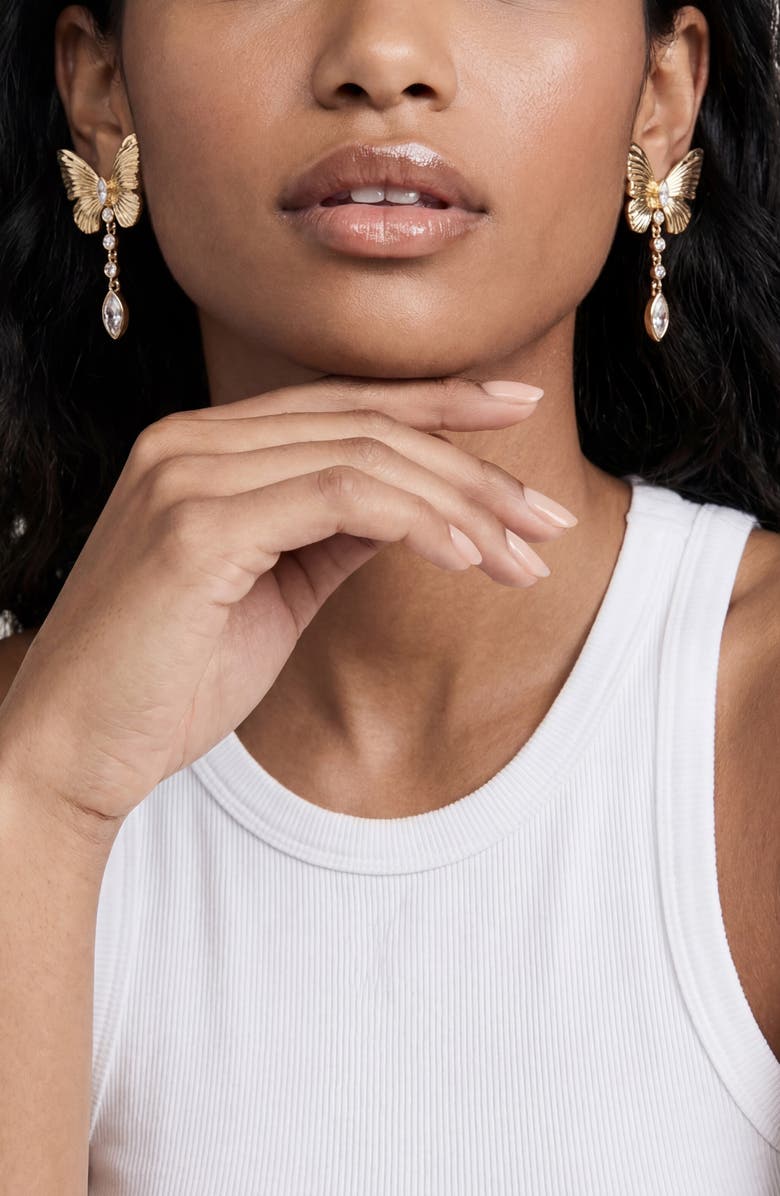 Ettika Fluttering Glow Drop Earrings, Alternate, color, Gold