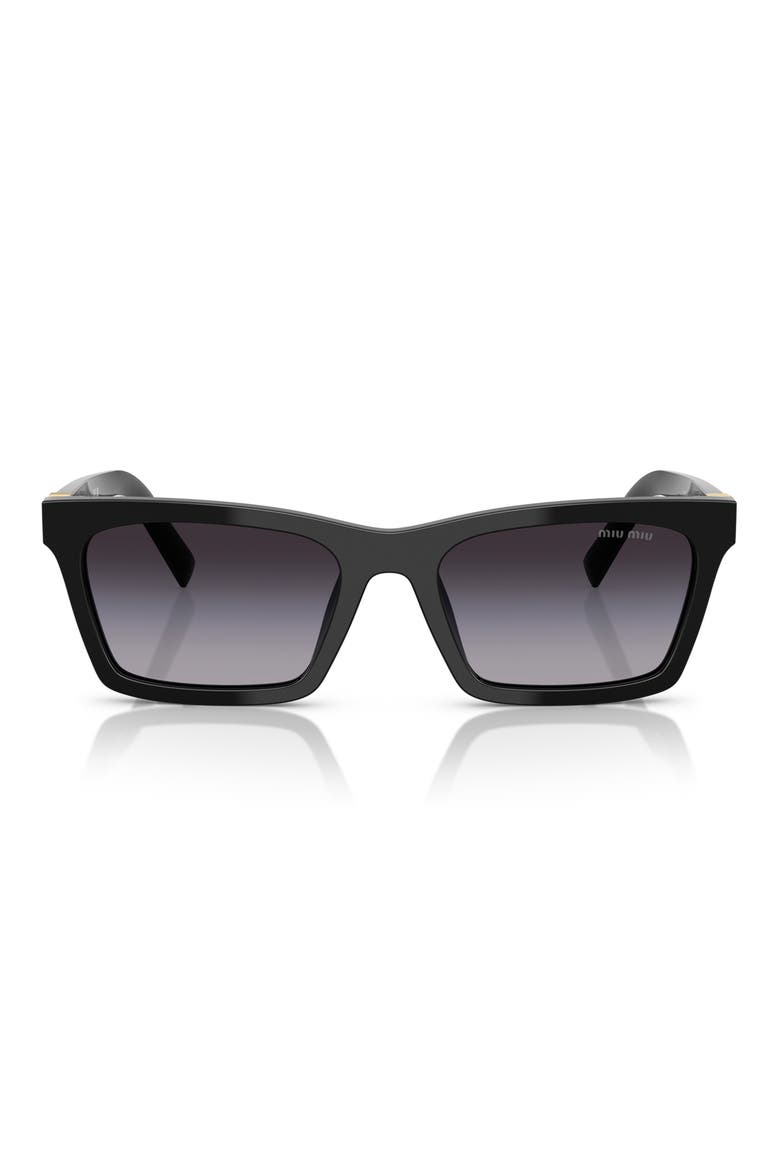 55mm Gradient Rectangular Sunglasses, Main, color, BLACK / GREY GRADIENT