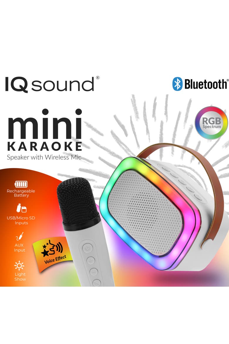 Rechargable Mini Karaoke Speaker Wireless Microphone, Alternate, color, White